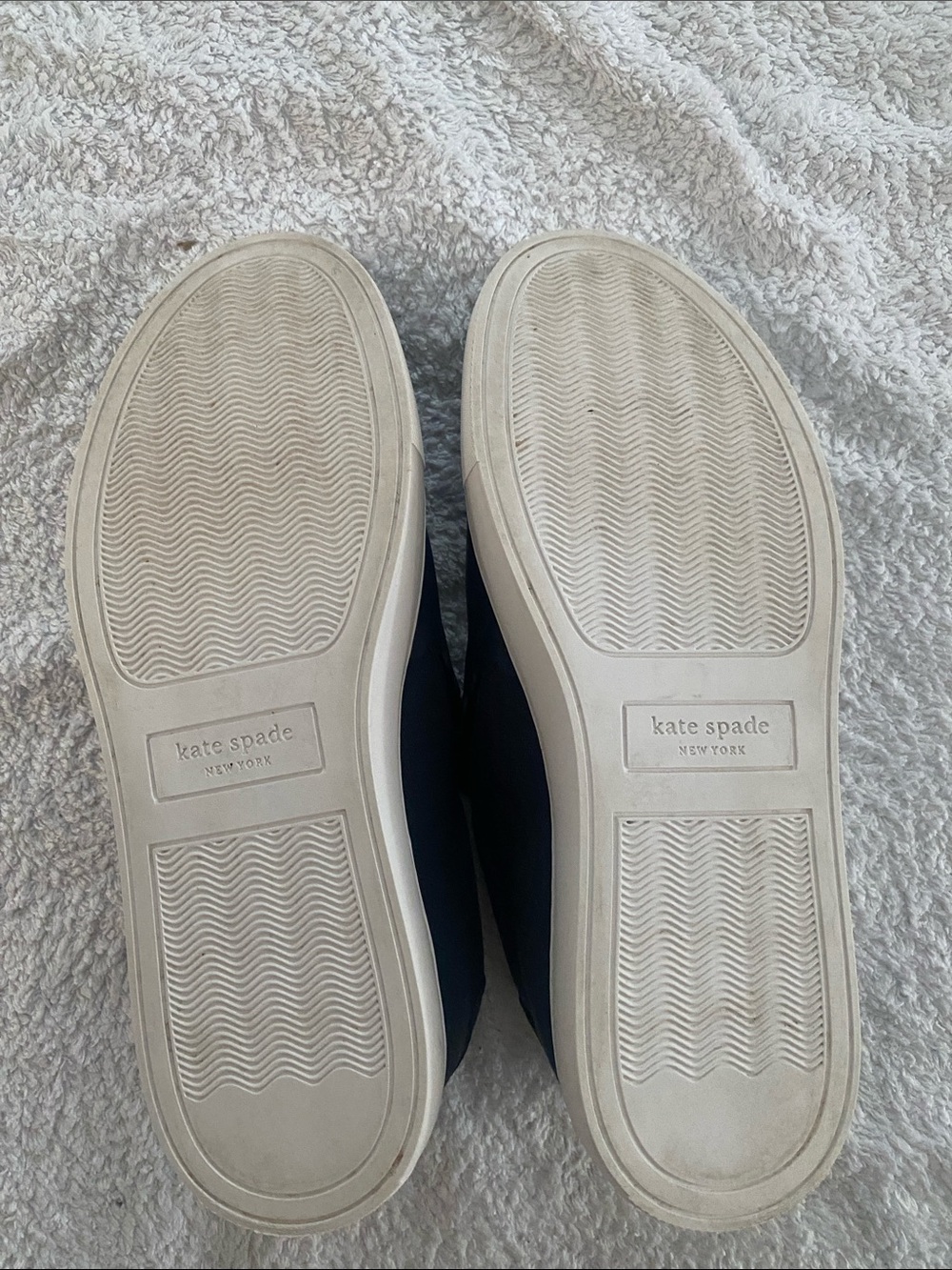 Kate Spade Andi Navy Blue Leather and Canvas Scalloped Slip-On Sneakers - Picture 9 of 9
